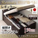 【組立設置】収納ベッド セミシングル・レギュラー【縦開き】【Renati】【マルチラススーパースプリングマットレス付】ダークブラウン 国産跳ね上げ収納ベッド【Renati】レナーチ