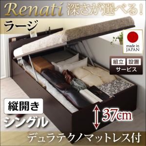【組立設置費込】収納ベッド シングル・ラージ【縦開き】【Renati】【デュラテクノマットレス付】ナチュラル 国産跳ね上げ収納ベッド【Renati】レナーチ - 拡大画像