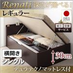 【組立設置】収納ベッド シングル・レギュラー【横開き】【Renati】【デュラテクノマットレス付】ダークブラウン 国産跳ね上げ収納ベッド【Renati】レナーチ