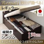 収納ベッド シングル・レギュラー【縦開き】【Renati】【オリジナルポケットコイルマットレス付】ダークブラウン 国産跳ね上げ収納ベッド【Renati】レナーチ