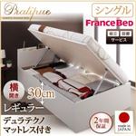 【組立設置】収納ベッド シングル・レギュラー【横開き】【Pratipue】【デュラテクノマットレス付】ダークブラウン 国産跳ね上げ収納ベッド【Pratipue】プラティーク