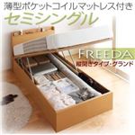 収納ベッド セミシングル・グランド【縦開き】【Freeda】【薄型ポケットコイルマットレス付】ダークブラウン 国産跳ね上げ収納ベッド【Freeda】フリーダ