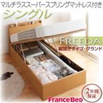 収納ベッド シングル・グランド【縦開き】【Freeda】【マルチラススーパースプリングマットレス付】ダークブラウン 国産跳ね上げ収納ベッド【Freeda】フリーダ