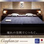 ベッド ワイド200【Confianza】【日本製ボンネルコイルマットレス付き】ダークブラウン 家族で寝られるホテル風モダンデザインベッド【Confianza】コンフィアンサ