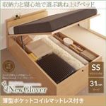 収納ベッド セミシングル ラージタイプ【NewGlover】【薄型ポケットコイルマットレス付き】ナチュラル ガス圧式跳ね上げ収納ベッド【NewGlover】ニューグローヴァー