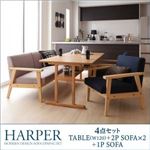 ダイニングセット 4点W120セット（テーブル+ソファ×2+ソファ×1）【HARPER】【1Pソファ】ネイビー×【2Pソファ】ネイビー モダンデザイン ソファダイニングセット【HARPER】ハーパー