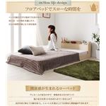 フロアベッド シングル【Aliyah】【薄型・抗菌国産ポケットコイルマットレス付き】フレームカラー：オークホワイト カバーカラー：オリーブグリーン ショート丈棚・コンセント付きフロアベッド【Aliyah】アリーヤ