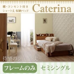 収納ベッド セミシングル【Caterina】【フレームのみ】ウォルナットブラウン ショート丈 棚・コンセント付き収納ベッド【Caterina】カテリーナ - 拡大画像