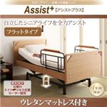 電動リクライニングベッド フラットタイプ【Assist+】【ウレタンマットレス付】ブラウン モダンデザイン・昇降付き電動ベッド【Assist+】アシストプラス