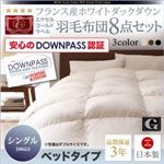 布団8点セット【ベッドタイプ】シングル サイレントブラック【DOWNPASS認証】フランス産ホワイトダックダウンエクセルゴールドラベル羽毛布団8点セット