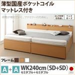 チェストベッド ワイドキング240【国産薄型ポケットコイルマットレス付き A+A 鍵・ガード付き】フレームカラー：ダークブラウン 大容量収納ファミリーチェストベッド TRACT トラクト