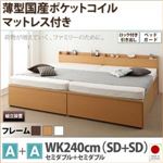 【組立設置費込】チェストベッド ワイドキング240【国産薄型ポケットコイルマットレス付き A+A 鍵・ガード付き】フレームカラー：ダークブラウン 大容量収納ファミリーチェストベッド TRACT トラクト