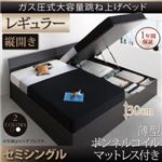 収納ベッド セミシングル・レギュラー【縦開き】【薄型ボンネルコイルマットレス付き】フレームカラー：ホワイト モダンデザイン_ガス圧式大容量跳ね上げベッド Criteria クリテリア