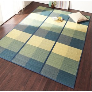 ラグマット 180×240cm 厚さ5mm メインカラー：ブルー 小さくたためるウレタン入り竹ラグ coli コリー