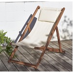 【テーブルなし】チェア(1脚) 座面カラー：ホワイト アカシア天然木 リクライニング折りたたみ式ガーデンチェア Resse レッセ