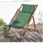【テーブルなし】チェア(1脚) 座面カラー：グリーン アカシア天然木 リクライニング折りたたみ式ガーデンチェア Resse レッセ