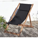 【テーブルなし】チェア(1脚) 座面カラー：ブラック アカシア天然木 リクライニング折りたたみ式ガーデンチェア Resse レッセ