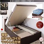 【組立設置費込】収納ベッド セミダブル・グランド【薄型ポケットコイルマットレス付き】フレームカラー：ホワイト 長く使える国産頑丈大容量跳ね上げ収納ベッド BERG ベルグ