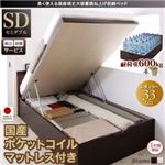 【組立設置費込】収納ベッド セミダブル・レギュラー【国産ポケットコイルマットレス付き】フレームカラー：ダークブラウン 長く使える国産頑丈大容量跳ね上げ収納ベッド BERG ベルグ