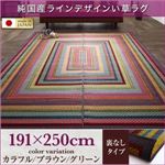 ラグマット 191×250cm【裏地なし】グリーン 純国産ラインデザインい草ラグ ludima ルディマ