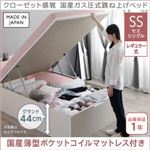 収納ベッド セミシングル レギュラー丈/深さグランド【国産薄型ポケットコイルマットレス付き】フレームカラー：ホワイト クローゼット感覚ガス圧式跳ね上げベッド aimable エマーブル