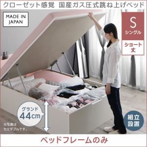 【組立設置費込】収納ベッド シングル ショート丈/深さグランド【フレームのみ】フレームカラー：ホワイト クローゼット感覚ガス圧式跳ね上げベッド aimable エマーブル