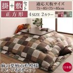【本体別売】こたつ掛け・敷布団2点セット 正方形(75×75cm) カラー：深紅 麻の葉柄市松模様こたつ布団 日和 ひより