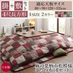 【本体別売】こたつ掛け・敷布団2点セット 4尺長方形(80×120cm) カラー：松葉 麻の葉柄市松模様こたつ布団 日和 ひより