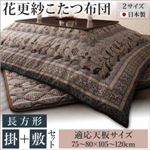 【本体別売】こたつ掛け・敷布団2点セット 長方形(75×105cm) カラー：ターコイズ 花更紗こたつ布団 tulipier チュリピエ