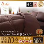 布団10点セット クイーン【ベッドタイプ】カラー：ミッドナイトブルー 日本製防カビ消臭 ダックダウン ニューゴールドラベル 羽毛布団セット Alice アリーチェ