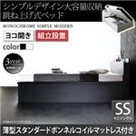 【組立設置費込】 収納ベッド セミシングル 横開き 深さラージ 【薄型スタンダードボンネルコイルマットレス付】 フレームカラー：ホワイト  シンプルデザイン大容量収納跳ね上げ式ベッド Fermer フェルマー