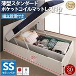 【組立設置費込】 収納ベッド セミシングル 深さレギュラー 【薄型スタンダードポケットコイルマットレス付】 フレームカラー：ダークブラウン フラットヘッドコンセント付跳ね上げ収納ベッド Mulante ムランテ