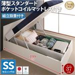 【組立設置費込】 収納ベッド セミシングル 深さラージ 【薄型スタンダードポケットコイルマットレス付】 フレームカラー：ダークブラウン フラットヘッドコンセント付跳ね上げ収納ベッド Mulante ムランテ