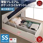 【組立設置費込】 収納ベッド セミシングル 深さレギュラー 【薄型プレミアムポケットコイルマットレス付】 フレームカラー：ダークブラウン フラットヘッドコンセント付跳ね上げ収納ベッド Mulante ムランテ