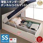 収納ベッド セミシングル 深さラージ 【薄型スタンダードボンネルコイルマットレス付】 フレームカラー：ダークブラウン お客様組立 フラットヘッドコンセント付跳ね上げ収納ベッド Mulante ムランテ