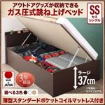 収納ベッド セミシングル 深さラージ 【薄型スタンダードポケットコイルマットレス付】 フレームカラー：ホワイト お客様組立 アウトドア収納跳ね上げベッド Matterhorn マッターホルン