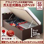 収納ベッド セミシングル 深さラージ 【薄型プレミアムボンネルコイルマットレス付】 フレームカラー：ダークブラウン お客様組立 アウトドア収納跳ね上げベッド Matterhorn マッターホルン