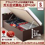 収納ベッド シングル 深さラージ 【薄型プレミアムポケットコイルマットレス付】 フレームカラー：ダークブラウン お客様組立 アウトドア収納跳ね上げベッド Matterhorn マッターホルン