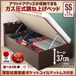 収納ベッド セミシングル 深さラージ 【薄型抗菌国産ポケットコイルマットレス付】 フレームカラー：ダークブラウン お客様組立 アウトドア収納跳ね上げベッド Matterhorn マッターホルン