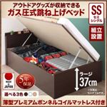 【組立設置費込】 収納ベッド セミシングル 深さラージ 【薄型プレミアムボンネルコイルマットレス付】 フレームカラー：ダークブラウン アウトドア収納跳ね上げベッド Matterhorn マッターホルン