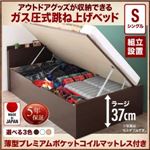 【組立設置費込】 収納ベッド シングル 深さラージ 【薄型プレミアムポケットコイルマットレス付】 フレームカラー：ダークブラウン アウトドア収納跳ね上げベッド Matterhorn マッターホルン