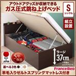 【組立設置費込】 収納ベッド シングル 深さラージ 【羊毛入りゼルトスプリングマットレス付】 フレームカラー：ダークブラウン アウトドア収納跳ね上げベッド Matterhorn マッターホルン