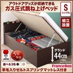 【組立設置費込】 収納ベッド シングル 深さグランド 【羊毛入りゼルトスプリングマットレス付】 フレームカラー：ダークブラウン アウトドア収納跳ね上げベッド Matterhorn マッターホルン