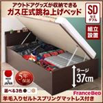 【組立設置費込】 収納ベッド セミダブル 深さラージ 【羊毛入りゼルトスプリングマットレス付】 フレームカラー：ダークブラウン アウトドア収納跳ね上げベッド Matterhorn マッターホルン