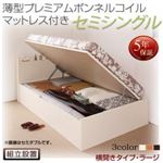 【組立設置費込】 収納ベッド セミシングル 深さラージ 横開き 【薄型プレミアムボンネルコイルマットレス付】 フレームカラー：ダークブラウン  国産跳ね上げ収納ベッド Freeda フリーダ