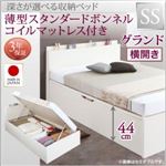 お客様組立収納ベッド【横開き】 セミシングル 深さグランド【薄型スタンダードボンネルコイルマットレス付】フレームカラー：ホワイト国産跳ね上げ収納ベッド Renati-WH レナーチ ホワイト