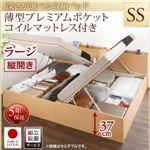 【組立設置費込】収納ベッド【縦開き】 セミシングル 深さラージ【薄型プレミアムポケットコイルマットレス付】フレームカラー：ナチュラル国産跳ね上げ収納ベッド Renati-NA レナーチ ナチュラル