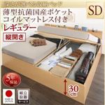 【組立設置費込】収納ベッド【縦開き】 セミダブル 深さレギュラー【薄型抗菌国産ポケットコイルマットレス付】フレームカラー：ナチュラル国産跳ね上げ収納ベッド Renati-NA レナーチ ナチュラル