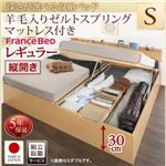 【組立設置費込】収納ベッド【縦開き】 シングル 深さレギュラー【羊毛入りゼルトスプリングマットレス付】フレームカラー：ナチュラル国産跳ね上げ収納ベッド Renati-NA レナーチ ナチュラル