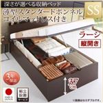 【組立設置費込】収納ベッド【縦開き】 セミシングル 深さラージ【薄型スタンダードボンネルコイルマットレス付】フレームカラー：ダークブラウン国産跳ね上げ収納ベッド Renati-DB レナーチ ダークブラウン